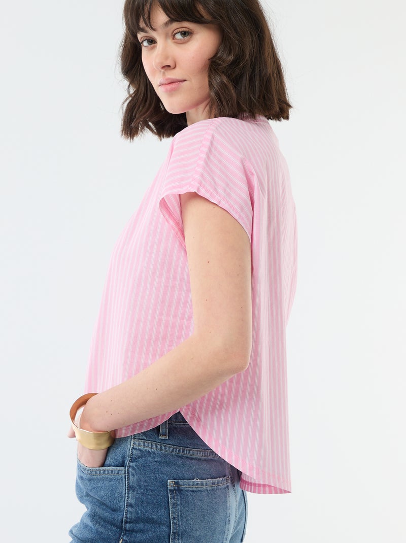 Blusa a maniche corte e scollo a V Rosa - Kiabi