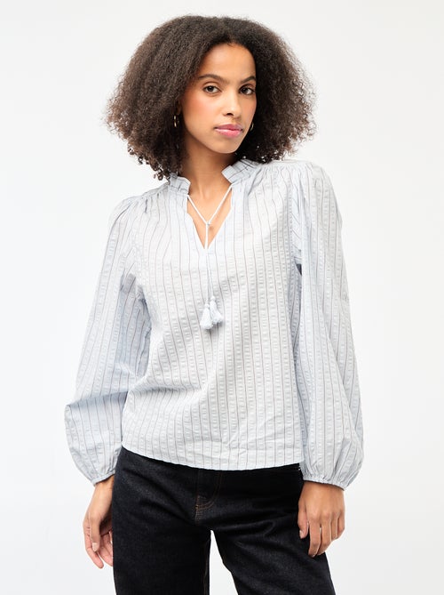 Blusa a maniche lunghe a quadri - Kiabi