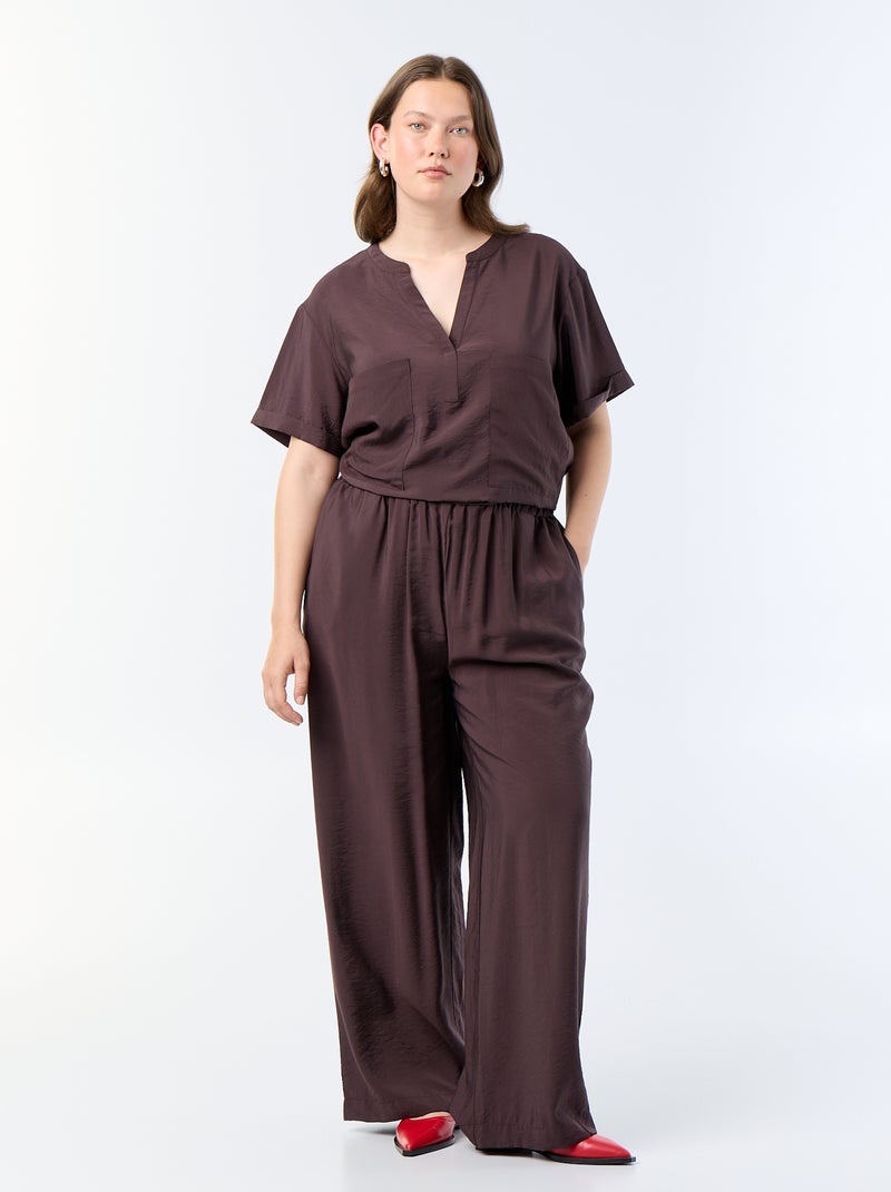 Blusa caftano in viscosa fluida Marrone - Kiabi