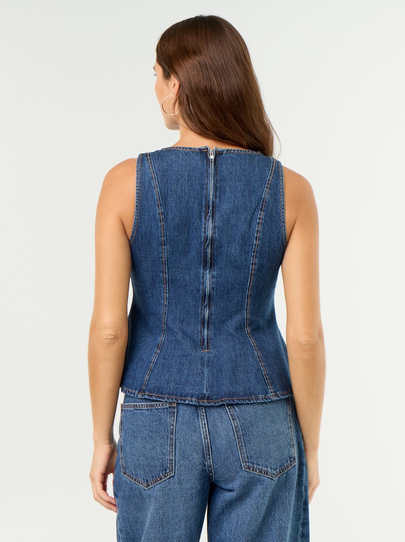 Blusa di jeans senza maniche Blu - Kiabi