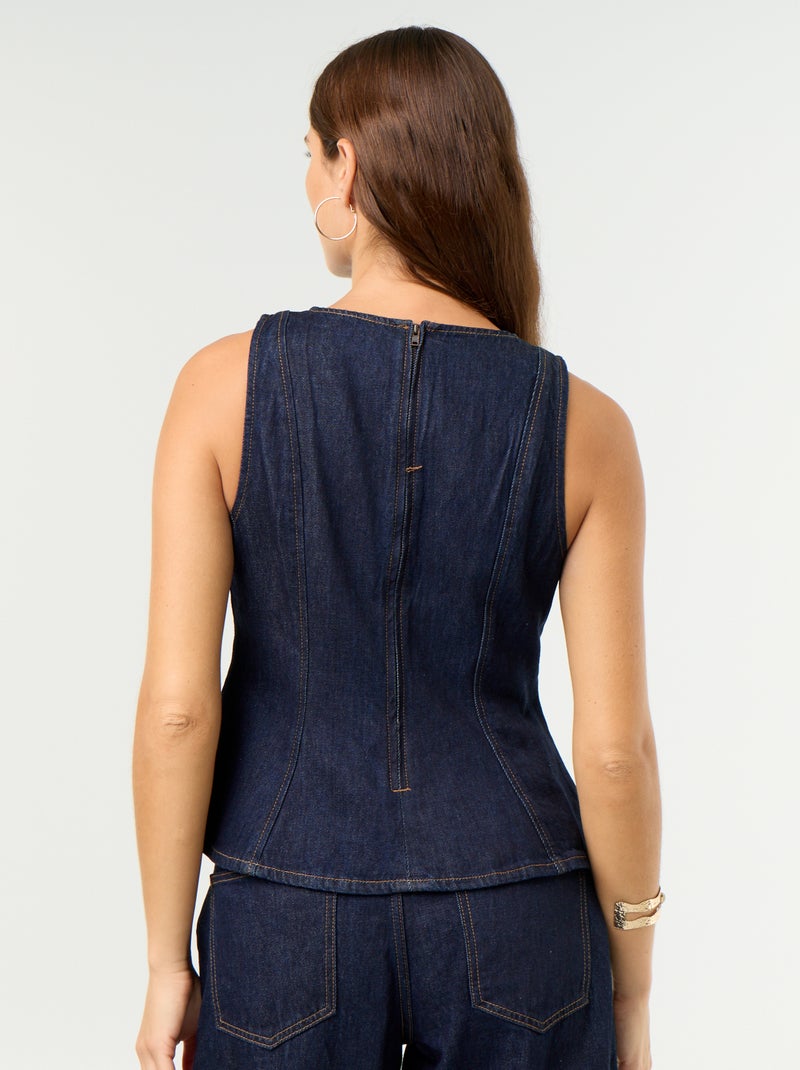 Blusa di jeans senza maniche Blu - Kiabi