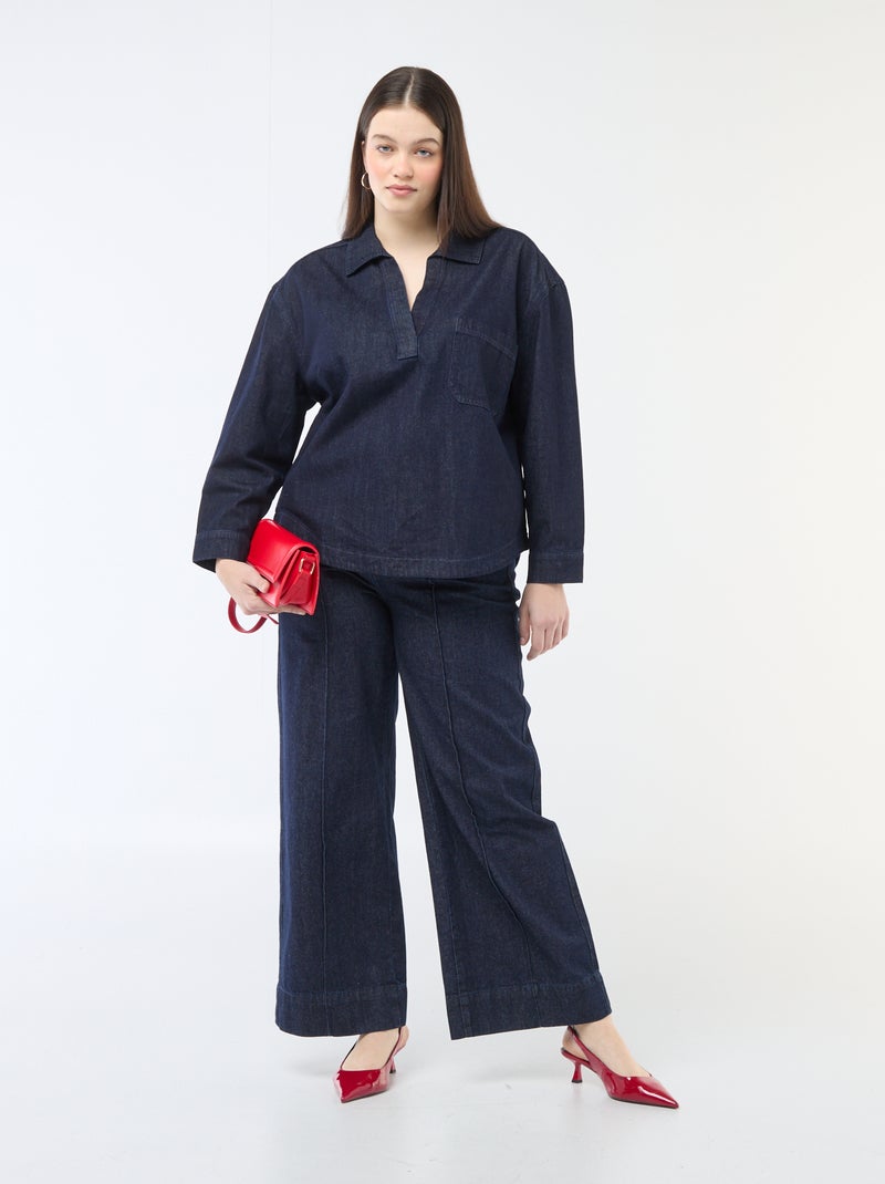 Blusa dritta in denim Blu - Kiabi