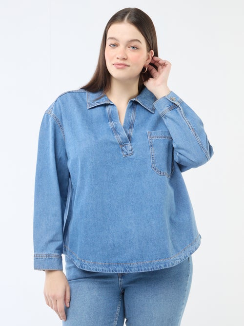 Blusa dritta in denim - Kiabi