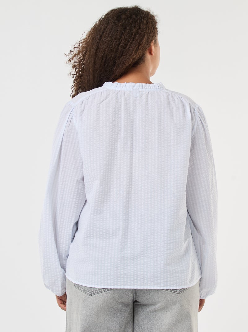 Blusa fluida a righe sottili Blu - Kiabi
