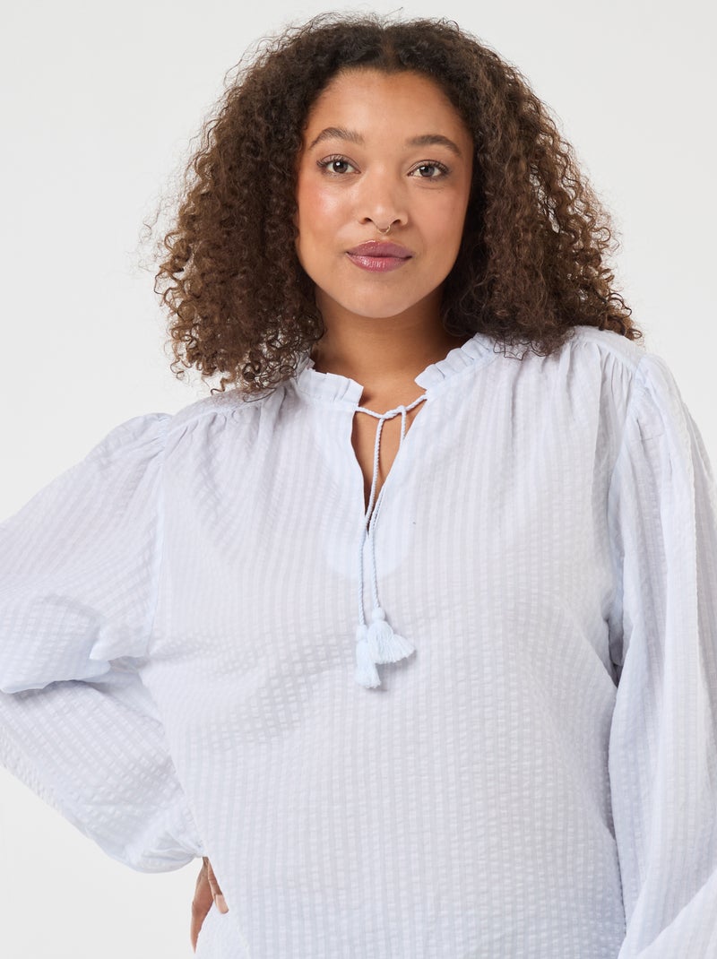 Blusa fluida a righe sottili Blu - Kiabi
