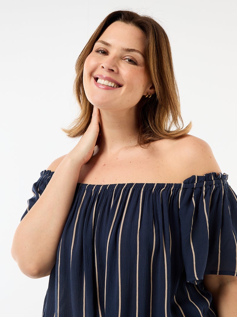 Blusa fluida crêpe a maniche corte Blu - Kiabi