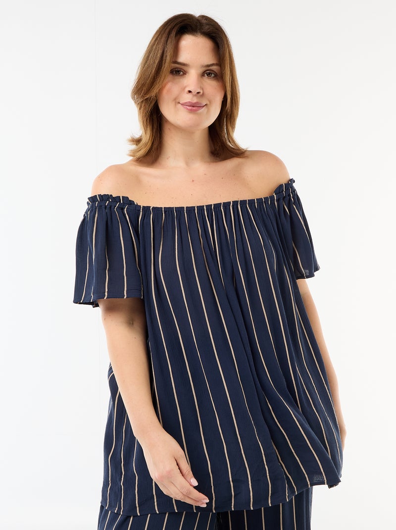 Blusa fluida crêpe a maniche corte Blu - Kiabi