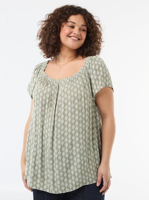 Blusa fluida crêpe a maniche corte - Kiabi