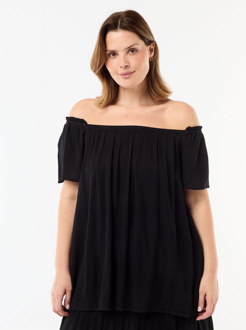 Blusa fluida in crêpe a maniche corte - Kiabi Blusa fluida in crêpe a maniche corte - Kiabi