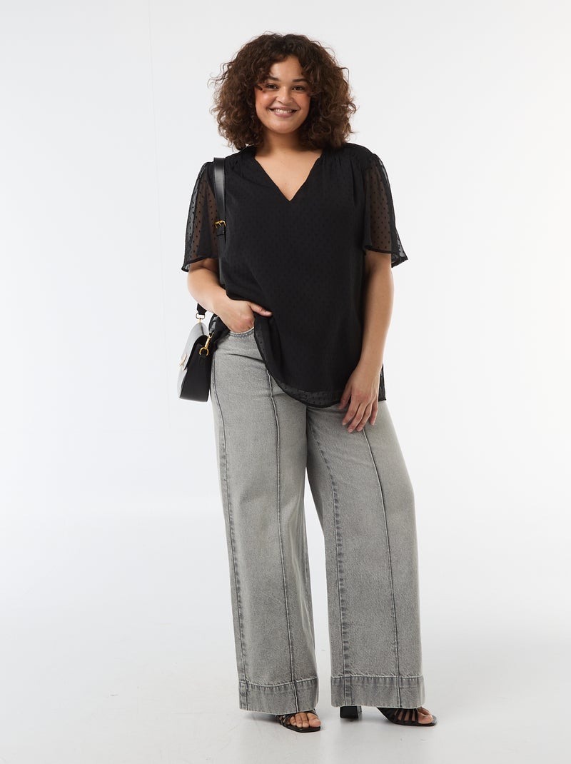 Blusa in plumetis Nero - Kiabi