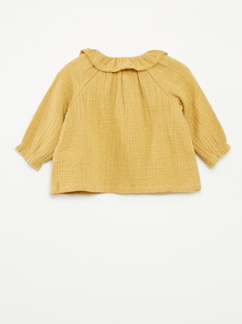 Blusa plumetis in garza di cotone Giallo - Kiabi
