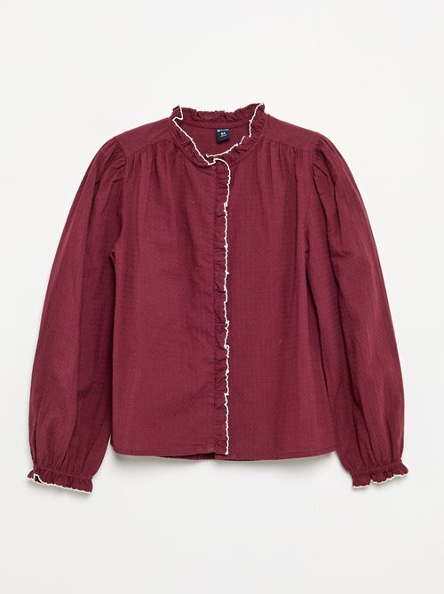 Bluse aus Baumwollgaze mit Rüschen - Kiabi