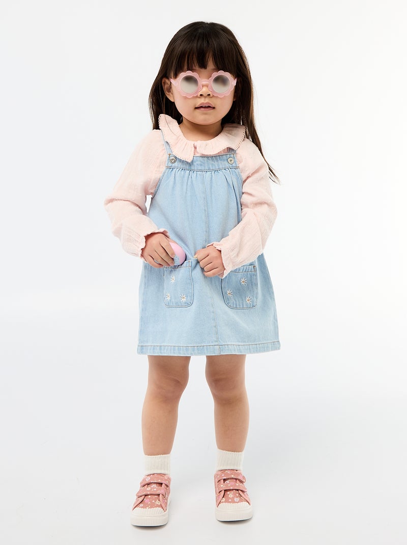 Bluse aus Baumwollgaze mit Tupfenmuster Rosa - Kiabi