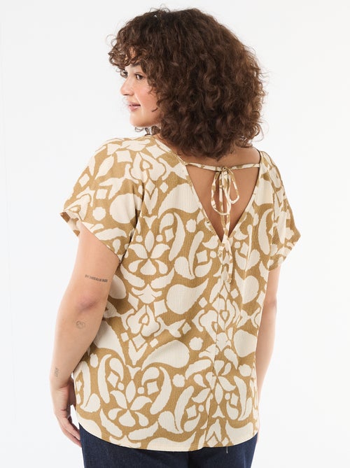 Bluse aus Waffelpiqué mit kurzen Ärmeln - Kiabi