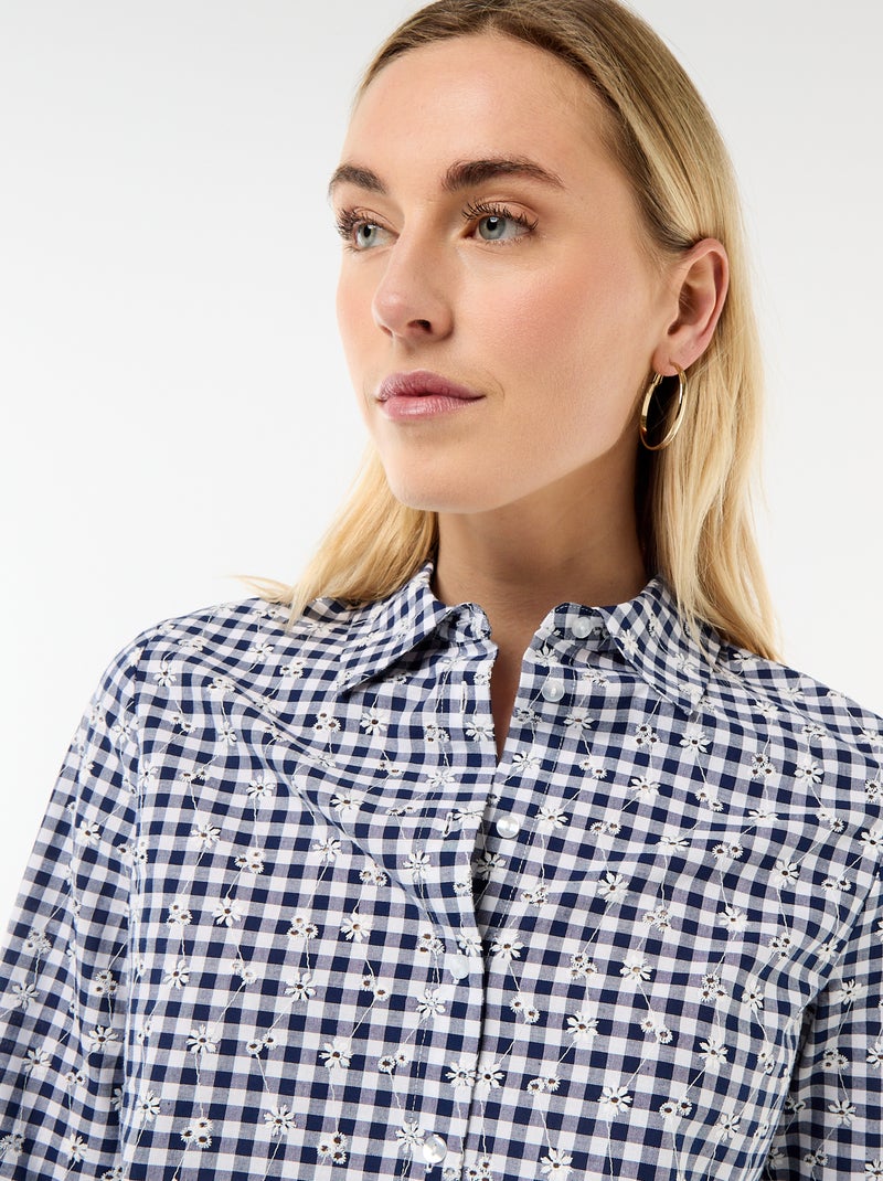 Bluse mit Allover-Stickereien Blau - Kiabi