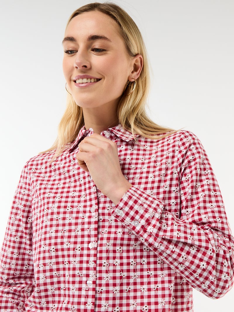 Bluse mit Allover-Stickereien Rot - Kiabi