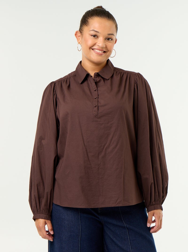 Bluse mit Ballonärmeln Braun - Kiabi