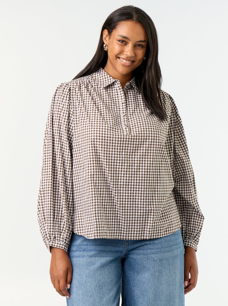 Bluse mit Ballonärmeln Khaki - Kiabi