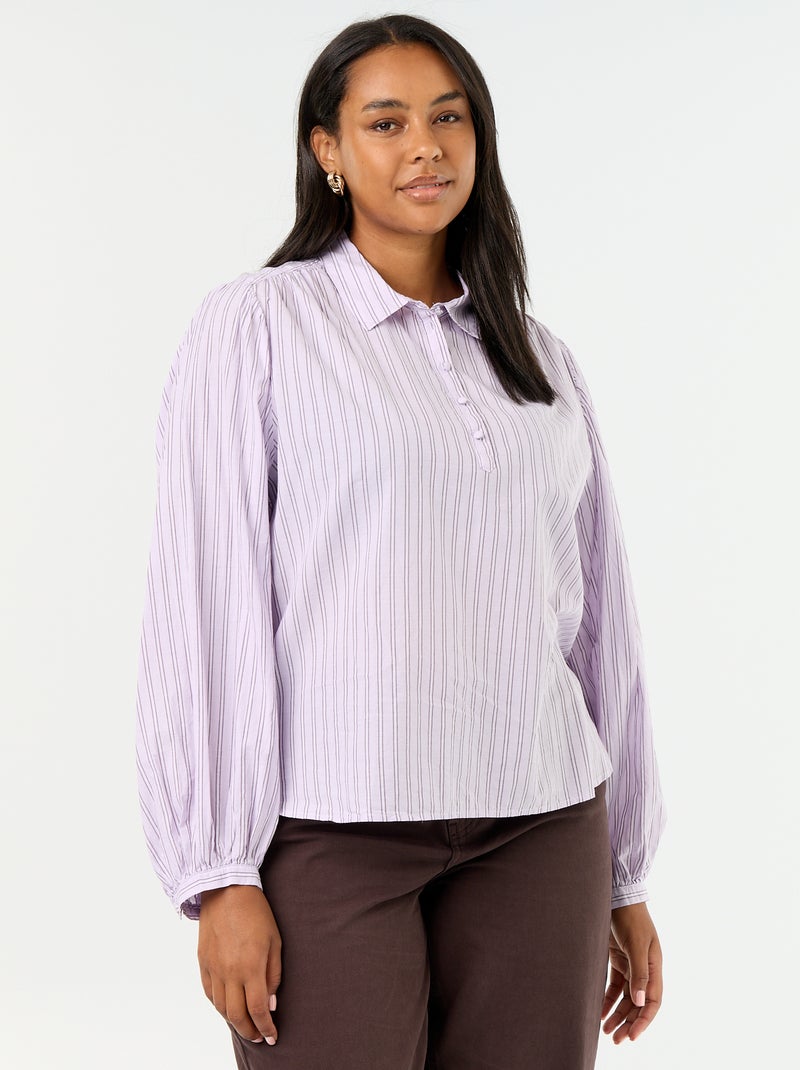Bluse mit Ballonärmeln Lila - Kiabi