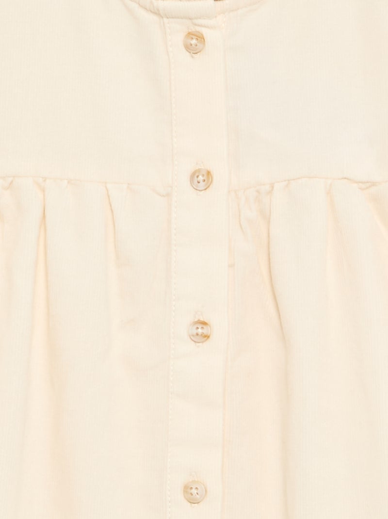 Bluse mit bestickten Ärmelbündchen und Rüschenkragen Ecru - Kiabi