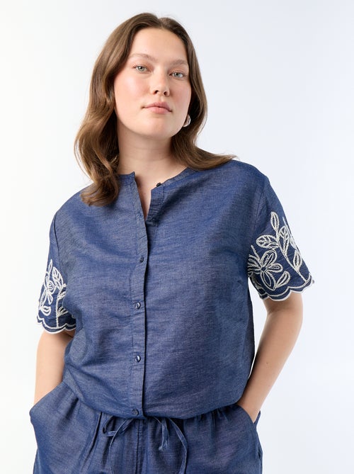 Bluse mit bestickten Ärmeln - Kiabi