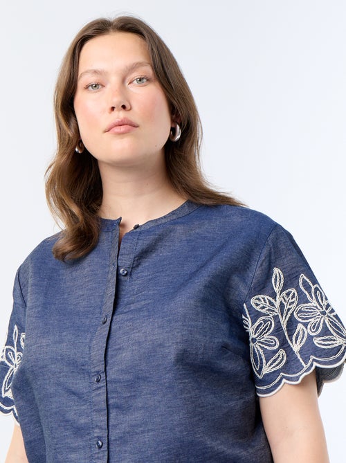 Bluse mit bestickten Ärmeln - Kiabi