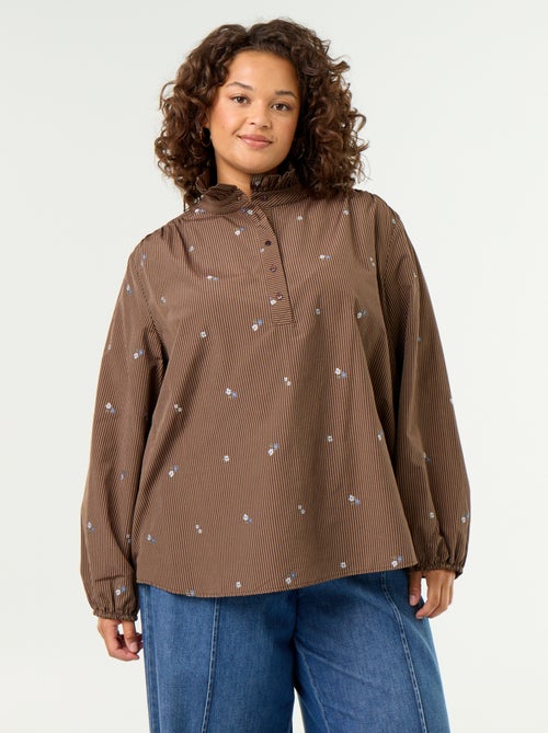 Bluse mit Blumenstickereien und Stehkragen - Kiabi Bluse mit Blumenstickereien und Stehkragen - Kiabi