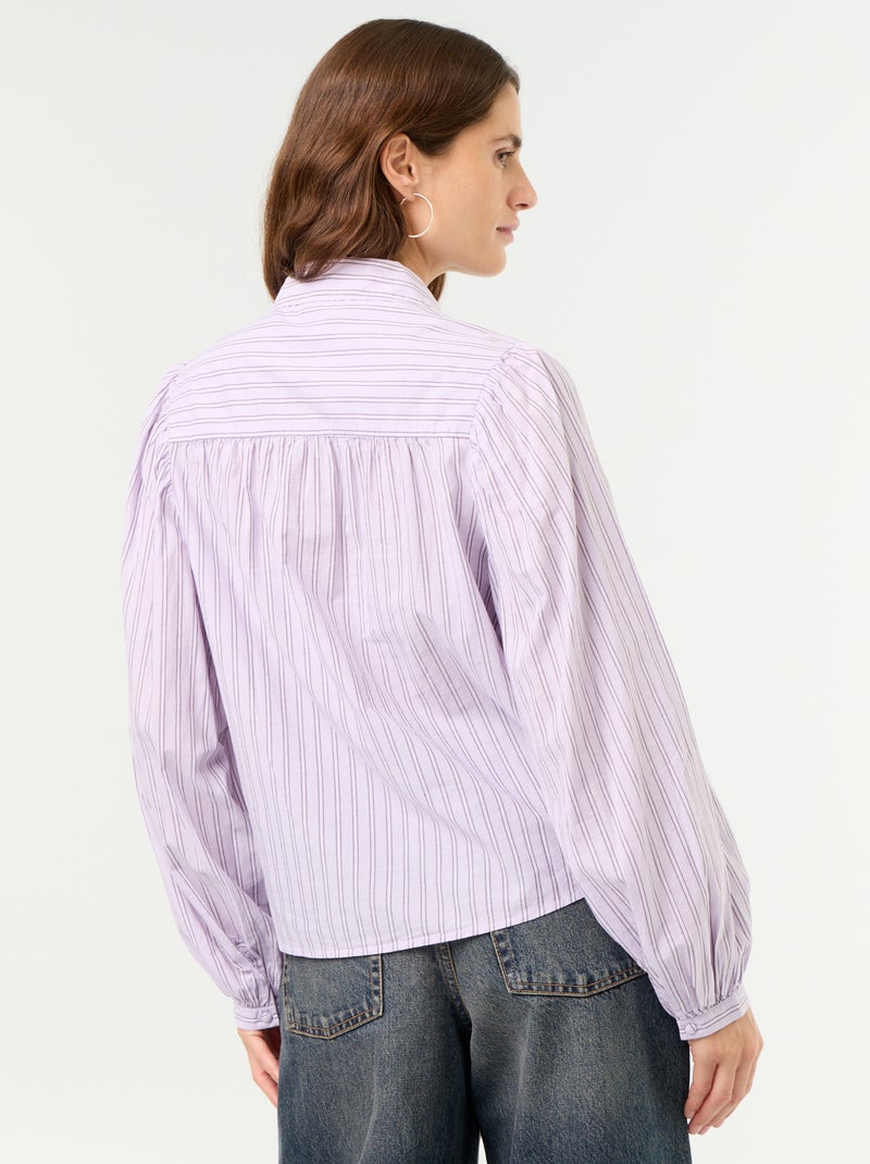 Bluse mit geknöpftem Kragen Lila - Kiabi