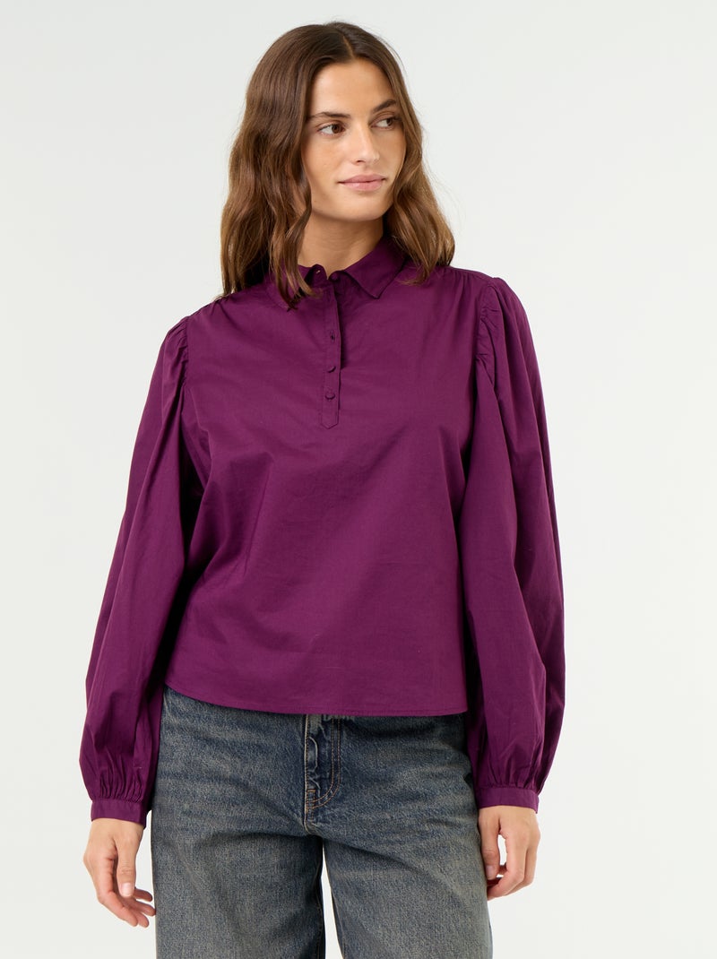 Bluse mit Knopfkragen Lila - Kiabi
