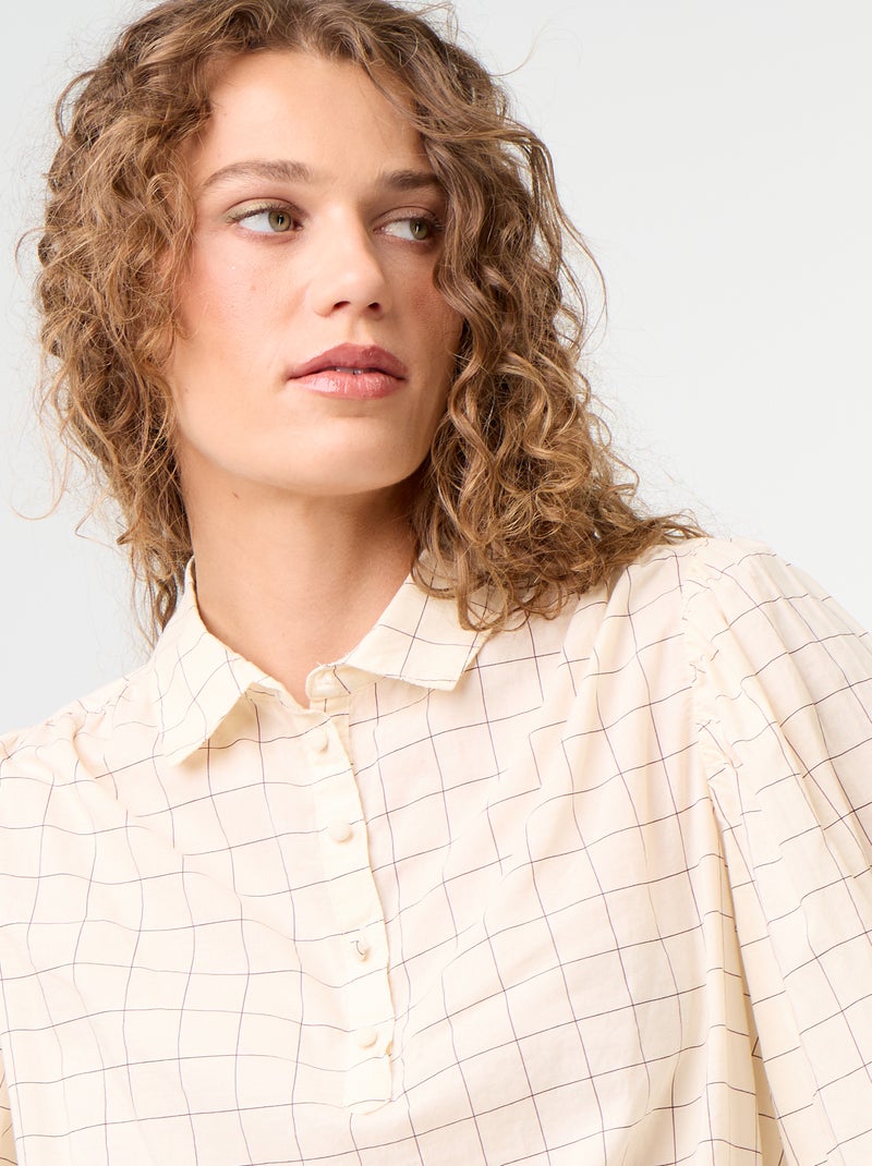 Bluse mit Knopfkragen Weiß - Kiabi