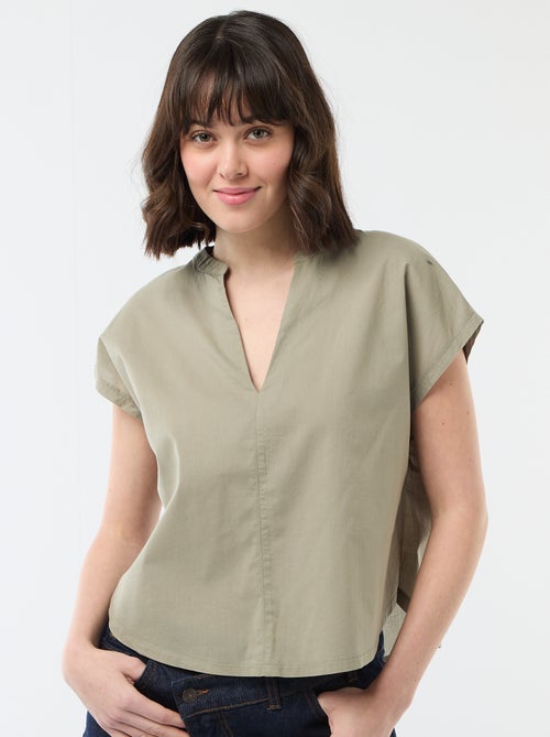 Bluse mit kurzen Ärmeln und V-Ausschnitt - Kiabi
