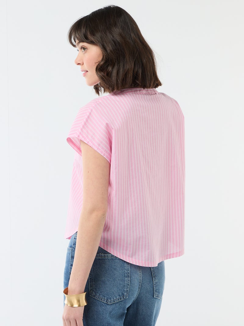 Bluse mit kurzen Ärmeln und V-Ausschnitt Rosa - Kiabi