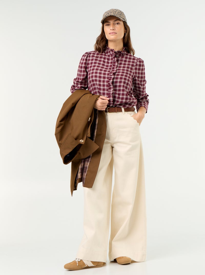 Bluse mit Rüschen-Stehkragen Rouge - Kiabi