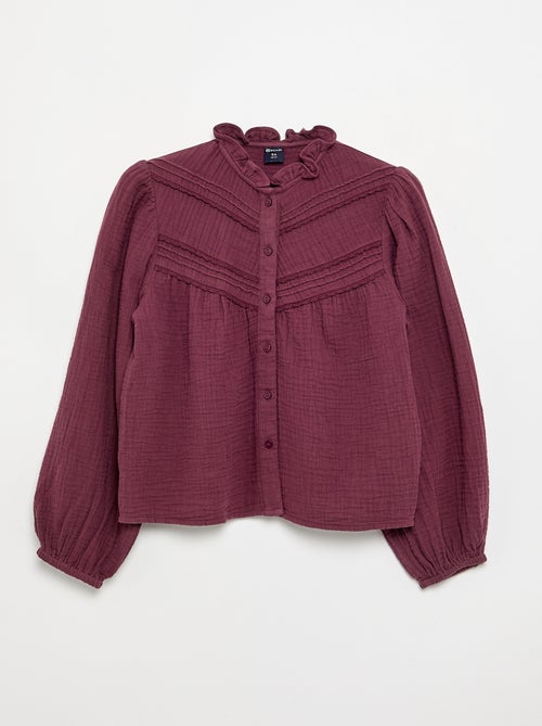 Bluse mit Rüschenkragen und Stickereien - Kiabi