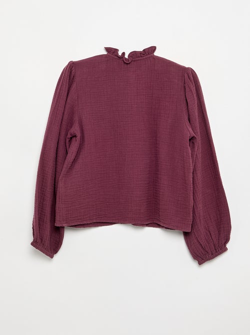 Bluse mit Rüschenkragen und Stickereien - Kiabi