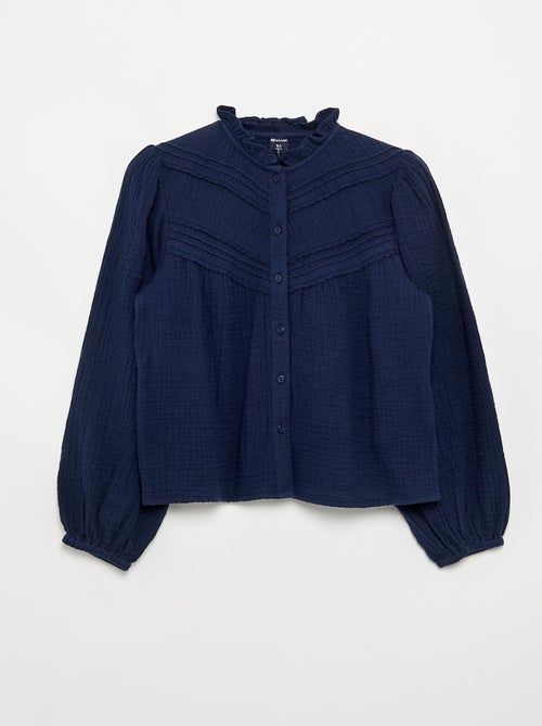 Bluse mit Rüschenkragen und Stickereien - Kiabi