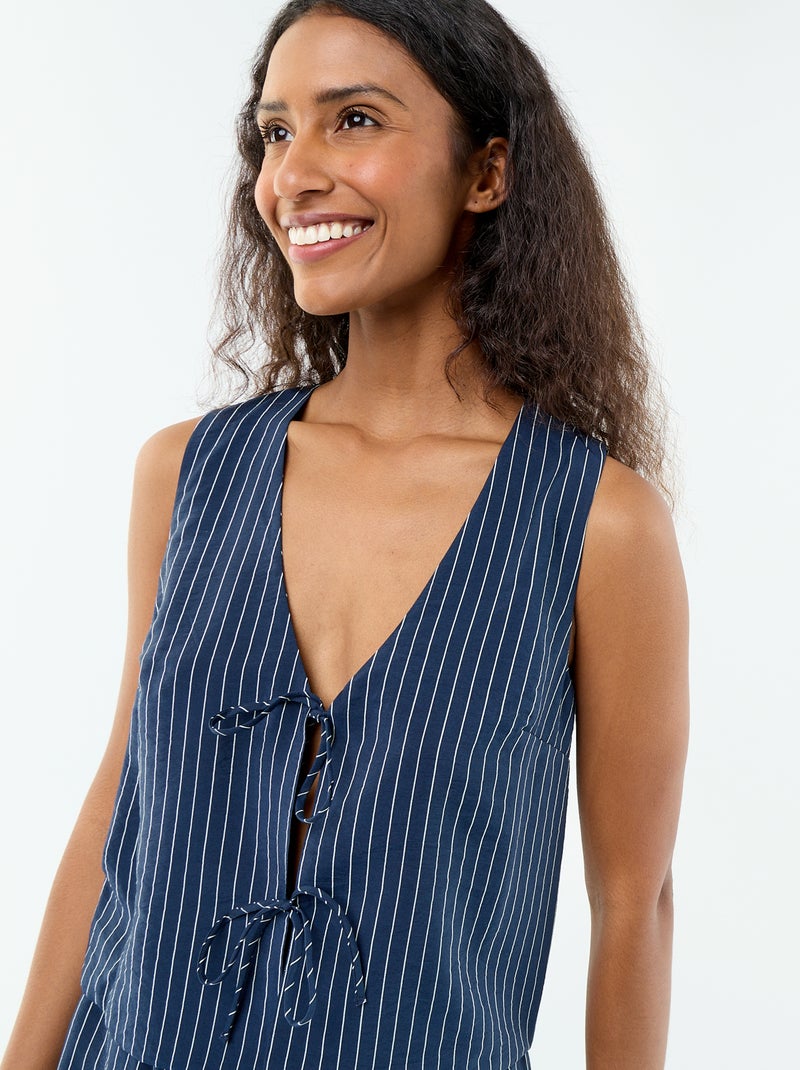Bluse mit Schleifen Blau - Kiabi