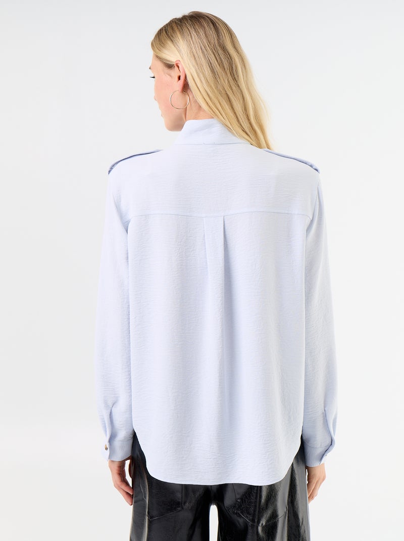 Bluse mit Stehkragen und Schulterdetails Blau - Kiabi