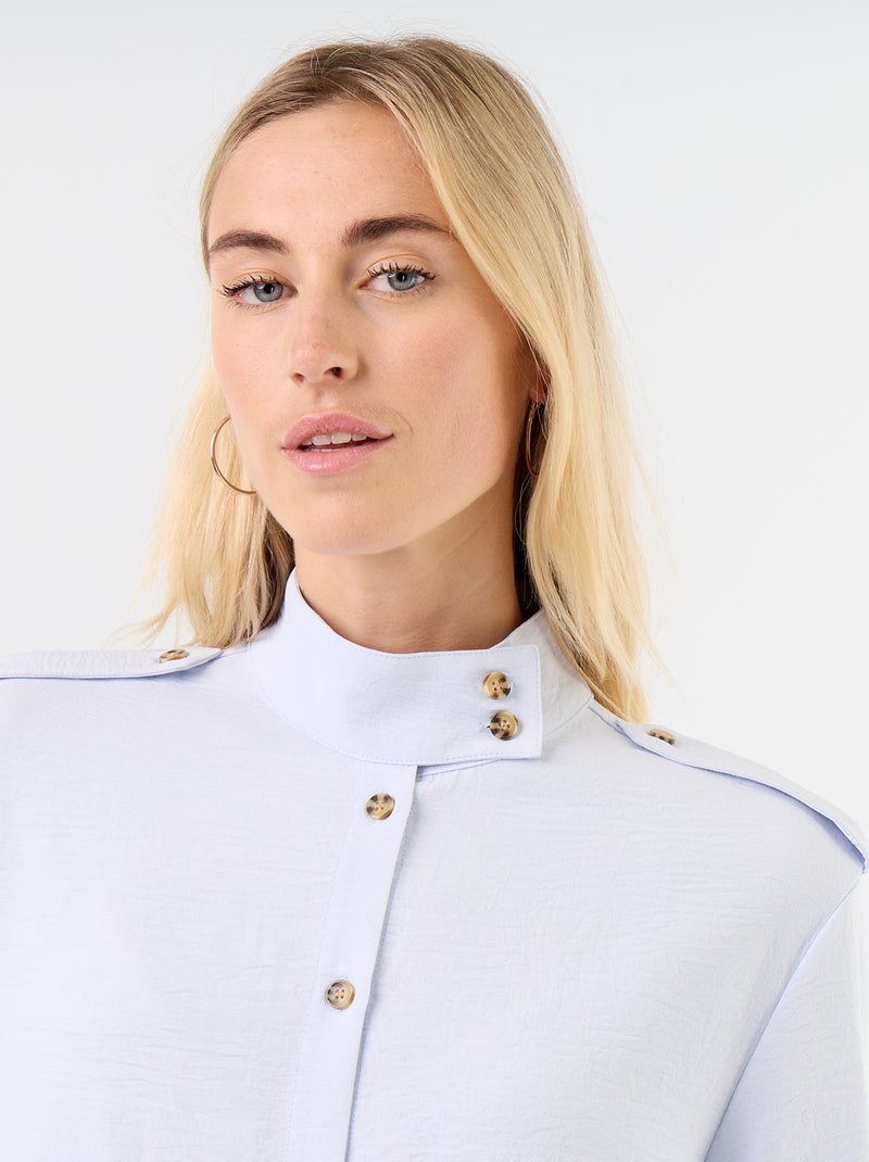 Bluse mit Stehkragen und Schulterdetails Blau - Kiabi