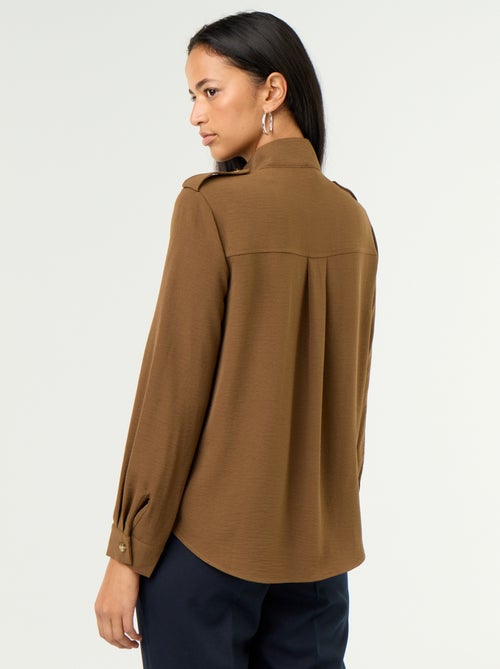 Bluse mit Stehkragen und Schulterdetails - Kiabi