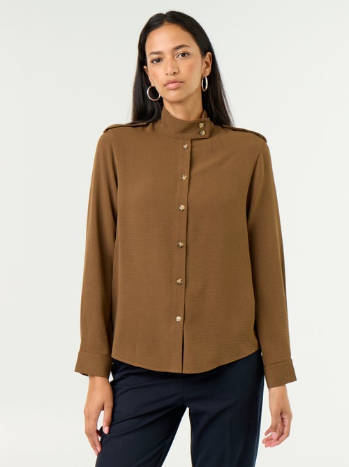 Bluse mit Stehkragen und Schulterdetails - Kiabi