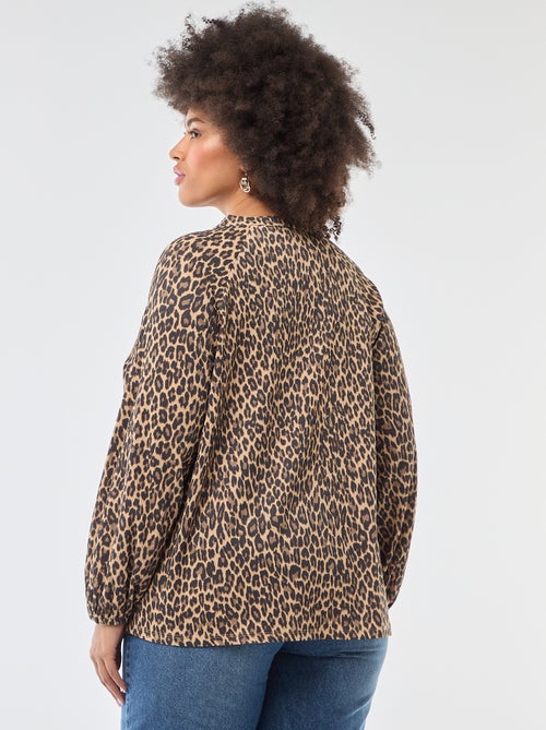 Bluse mit V-Ausschnitt und Allover-Muster - Kiabi