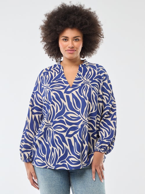Bluse mit V-Ausschnitt und Allover-Muster - Kiabi