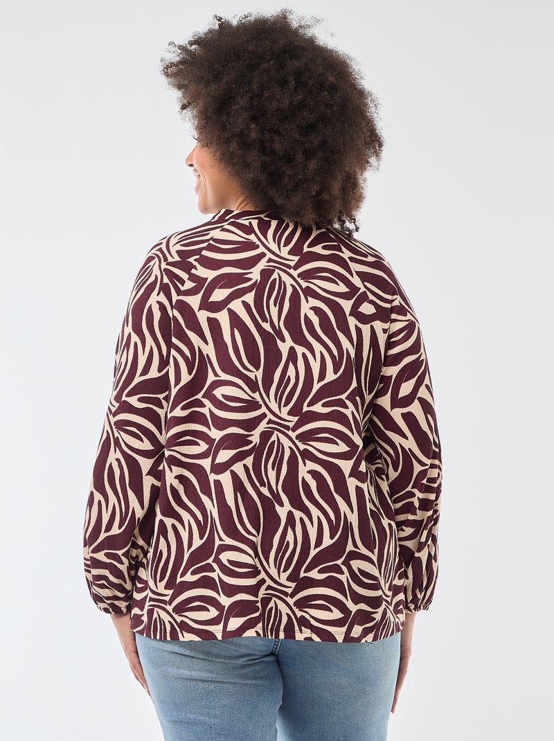 Bluse mit V-Ausschnitt und Allover-Muster Rot - Kiabi