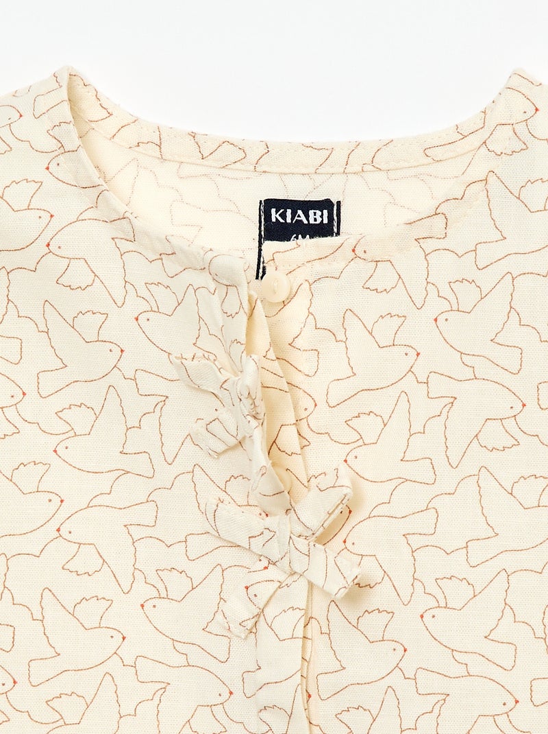 Bluse mit "Vögel"-Print Weiß - Kiabi