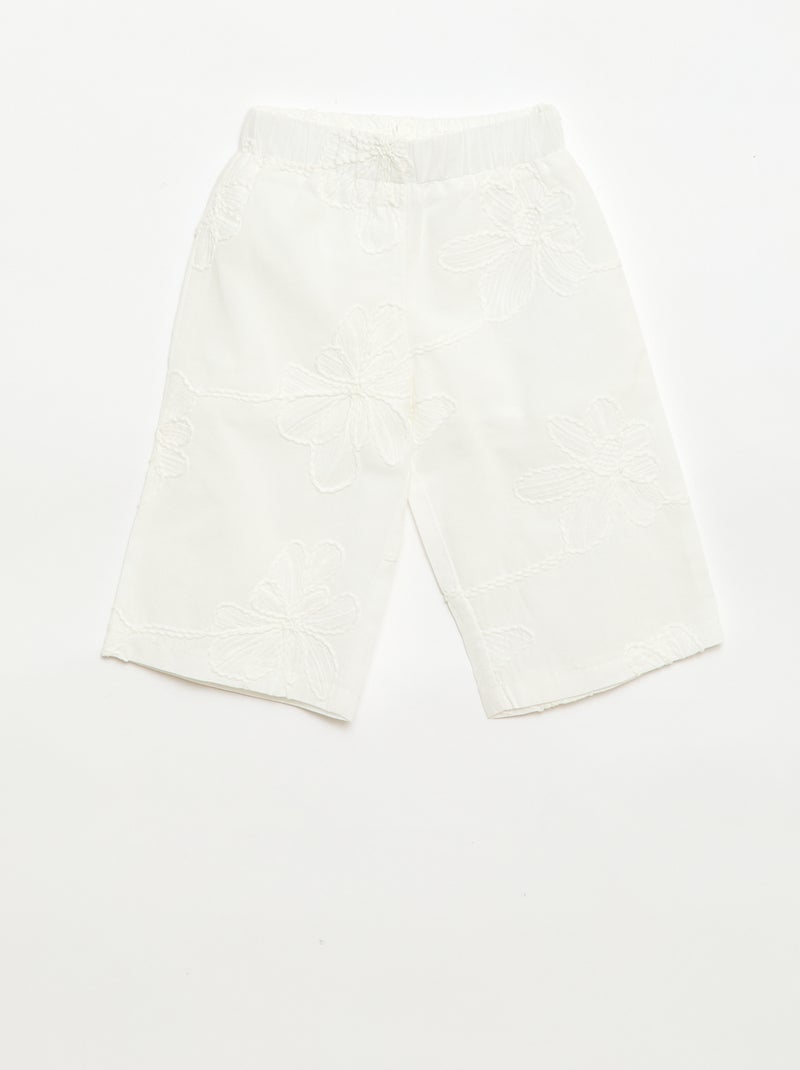 Blusen- und Hosen-Set mit Stickereien - 2-teilig Weiß - Kiabi