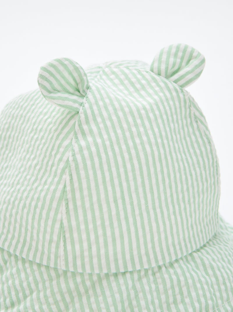 Bob à rayures avec petites oreilles Vert - Kiabi