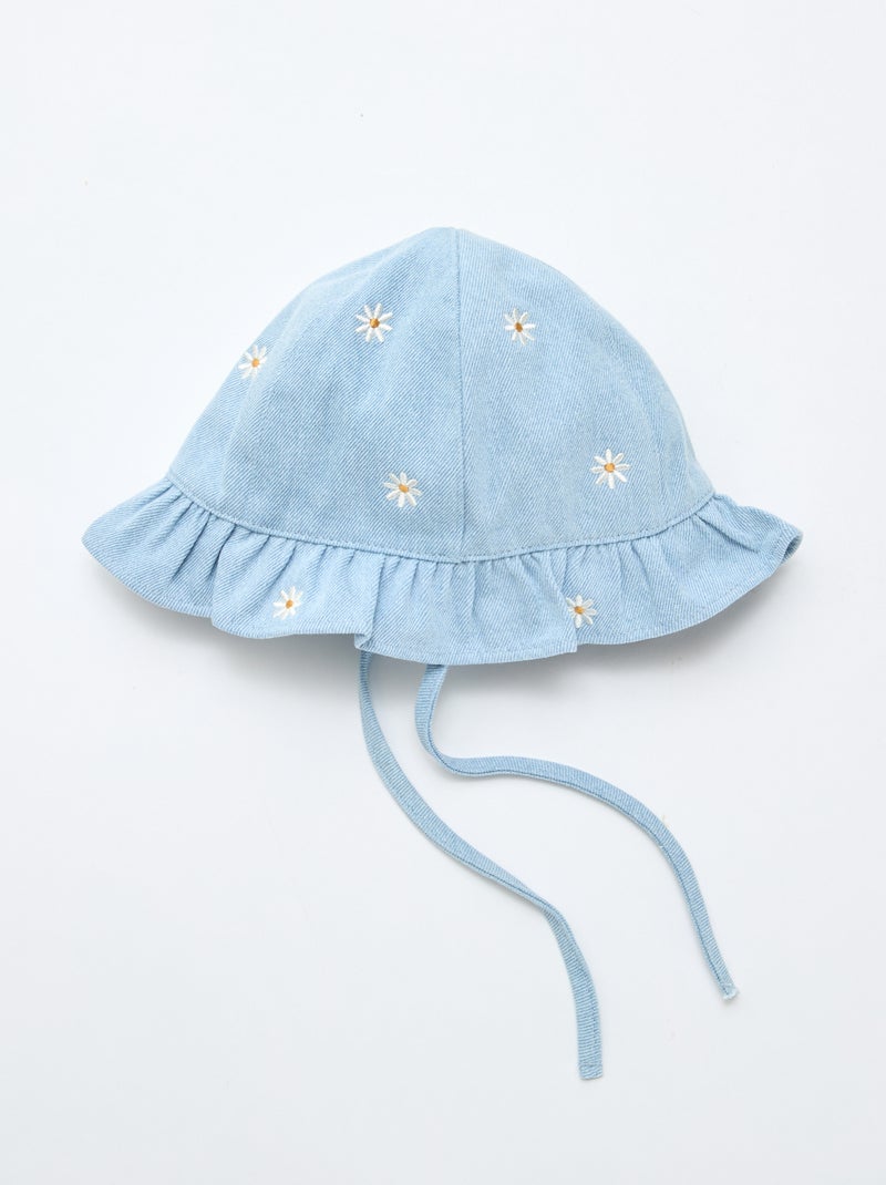 Bob en jean brodé à fleurs Bleu - Kiabi