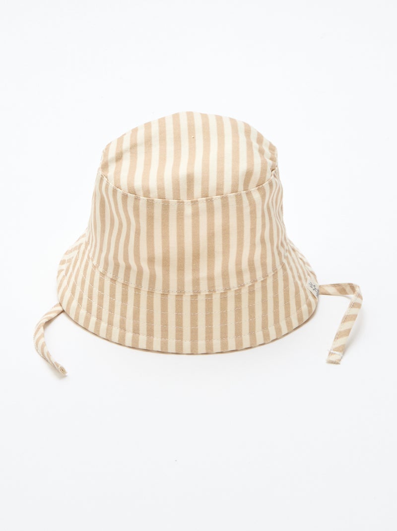 Bob rayé en coton Beige - Kiabi