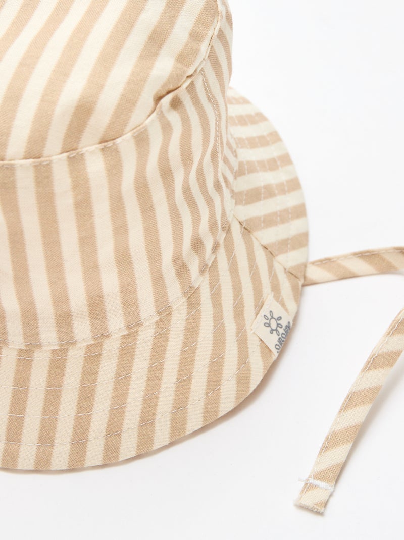 Bob rayé en coton Beige - Kiabi